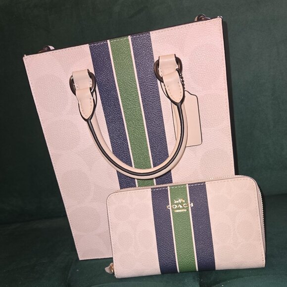 COACH Handbags - WOMEN  OR MEN  AUTHENTIC COACH DYLAN VARSITY TOTE BAG AND WALLET  BUNDLE  SET